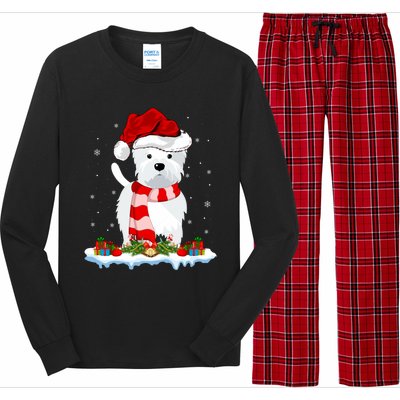 Westie Lover Xmas Lighting Snow Santa Hat Westie Christmas Gift Long Sleeve Pajama Set