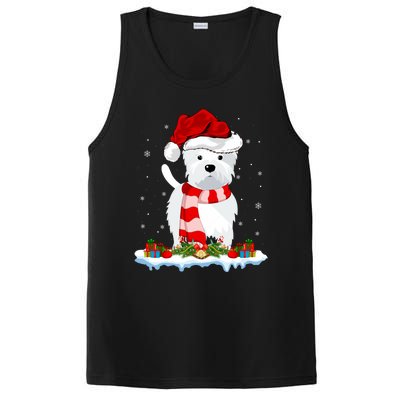 Westie Lover Xmas Lighting Snow Santa Hat Westie Christmas Gift PosiCharge Competitor Tank