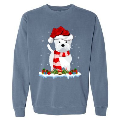 Westie Lover Xmas Lighting Snow Santa Hat Westie Christmas Gift Garment-Dyed Sweatshirt