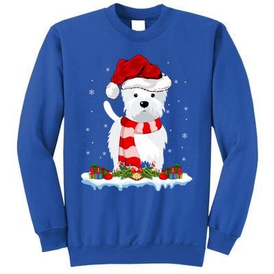 Westie Lover Xmas Lighting Snow Santa Hat Westie Christmas Gift Sweatshirt