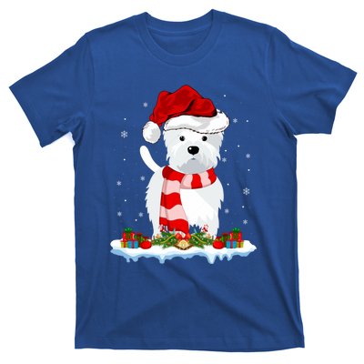 Westie Lover Xmas Lighting Snow Santa Hat Westie Christmas Gift T-Shirt