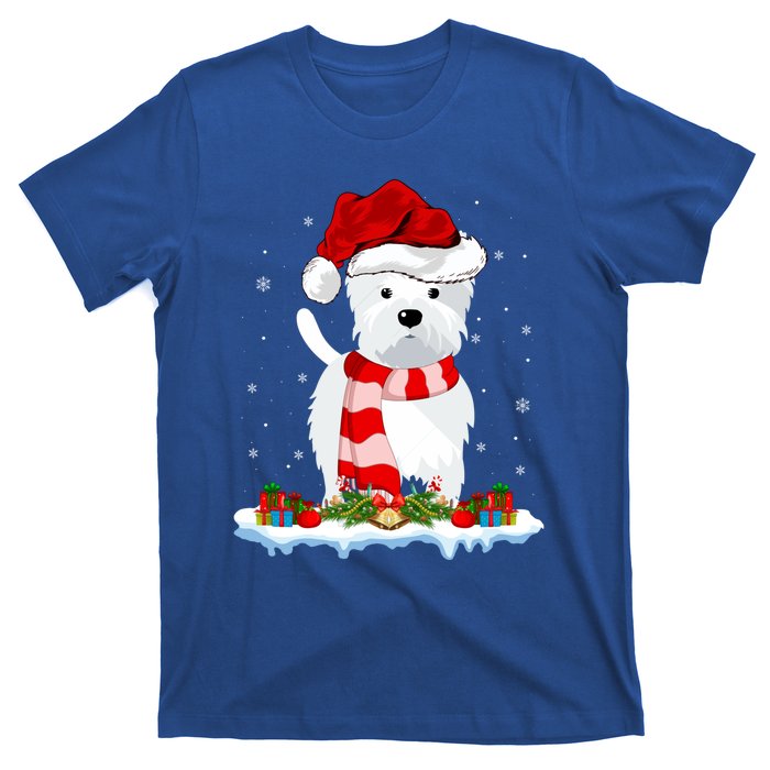 Westie Lover Xmas Lighting Snow Santa Hat Westie Christmas Gift T-Shirt