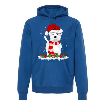 Westie Lover Xmas Lighting Snow Santa Hat Westie Christmas Gift Premium Hoodie