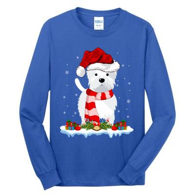 Westie Lover Xmas Lighting Snow Santa Hat Westie Christmas Gift Tall Long Sleeve T-Shirt