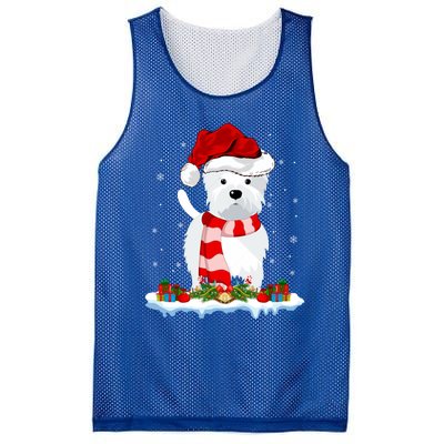 Westie Lover Xmas Lighting Snow Santa Hat Westie Christmas Gift Mesh Reversible Basketball Jersey Tank