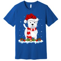 Westie Lover Xmas Lighting Snow Santa Hat Westie Christmas Gift Premium T-Shirt