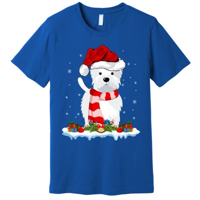 Westie Lover Xmas Lighting Snow Santa Hat Westie Christmas Gift Premium T-Shirt