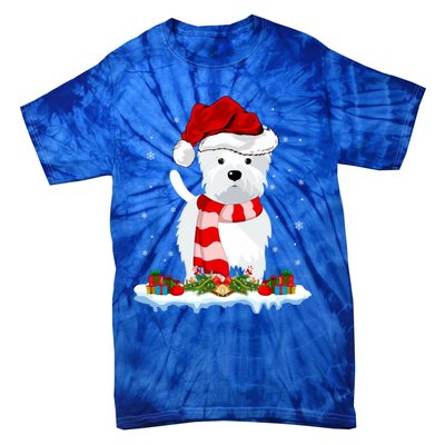 Westie Lover Xmas Lighting Snow Santa Hat Westie Christmas Gift Tie-Dye T-Shirt