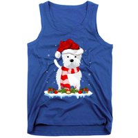 Westie Lover Xmas Lighting Snow Santa Hat Westie Christmas Gift Tank Top