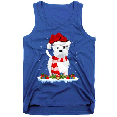 Westie Lover Xmas Lighting Snow Santa Hat Westie Christmas Gift Tank Top