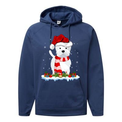 Westie Lover Xmas Lighting Snow Santa Hat Westie Christmas Gift Performance Fleece Hoodie