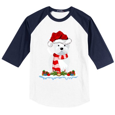 Westie Lover Xmas Lighting Snow Santa Hat Westie Christmas Gift Baseball Sleeve Shirt