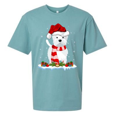 Westie Lover Xmas Lighting Snow Santa Hat Westie Christmas Gift Sueded Cloud Jersey T-Shirt