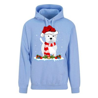 Westie Lover Xmas Lighting Snow Santa Hat Westie Christmas Gift Unisex Surf Hoodie