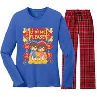 Want Li Xi Me Please Vietnamese Lunar New Year Gift Women's Long Sleeve Flannel Pajama Set 