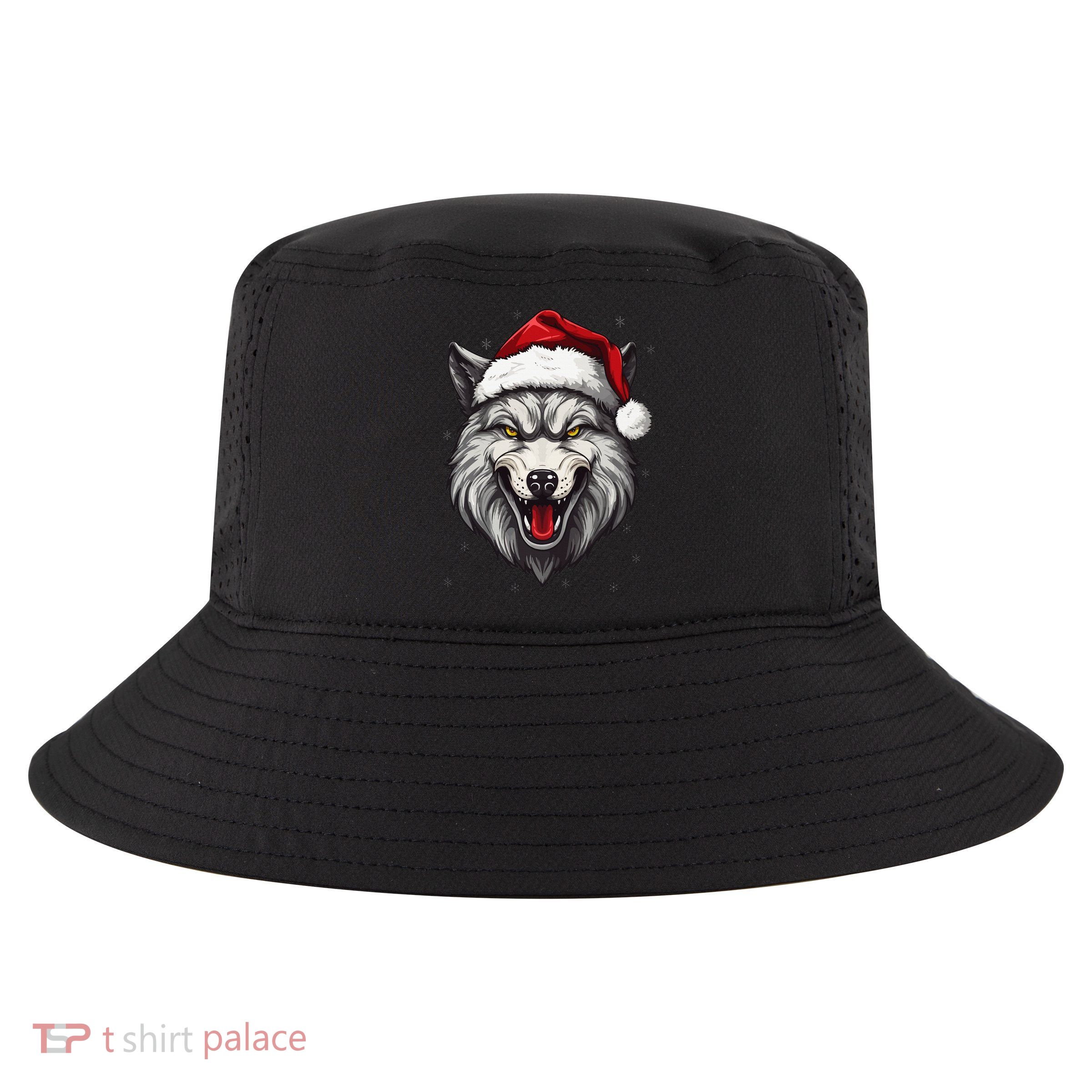 Wolf Lover Xmas Holiday Santa Wolf Christmas Cool Comfort Performance Bucket Hat