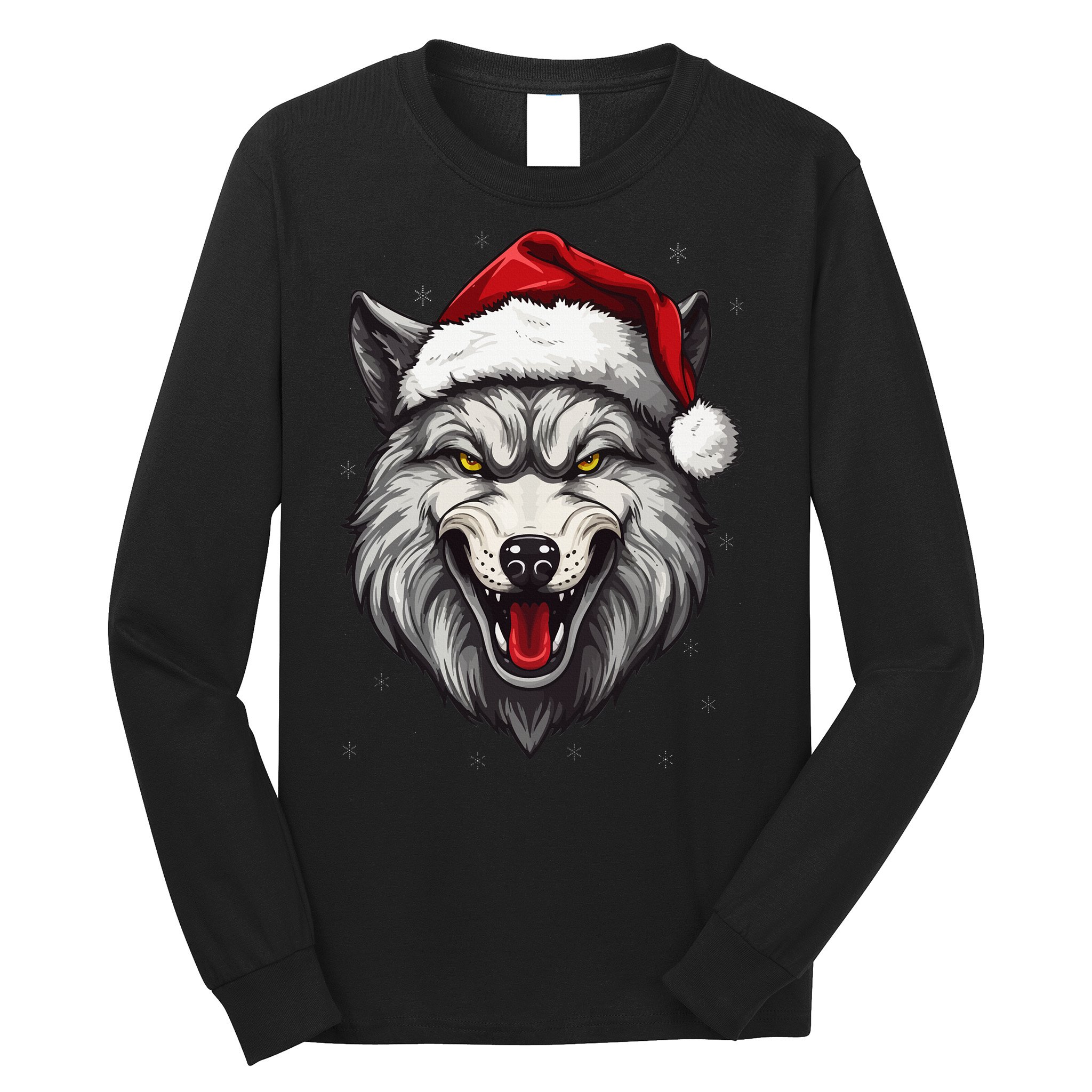 Wolf Lover Xmas Holiday Santa Wolf Christmas Long Sleeve Shirt