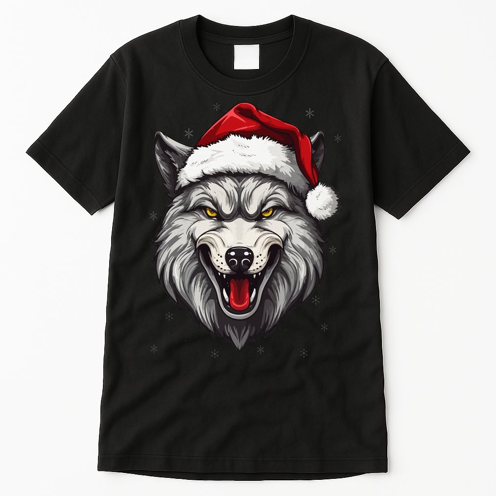 Wolf Lover Xmas Holiday Santa Wolf Christmas Tall T-Shirt