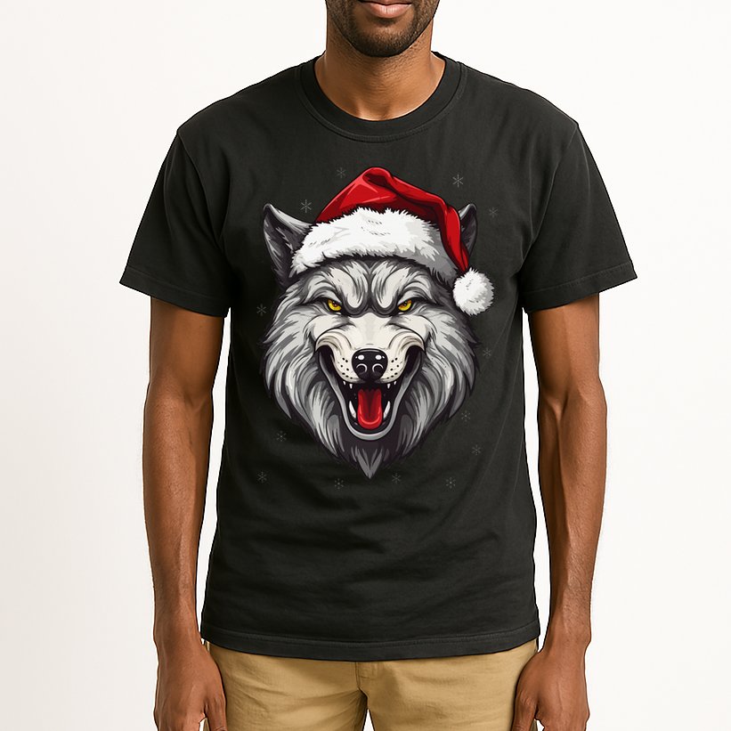 Wolf Lover Xmas Holiday Santa Wolf Christmas Tall T-Shirt