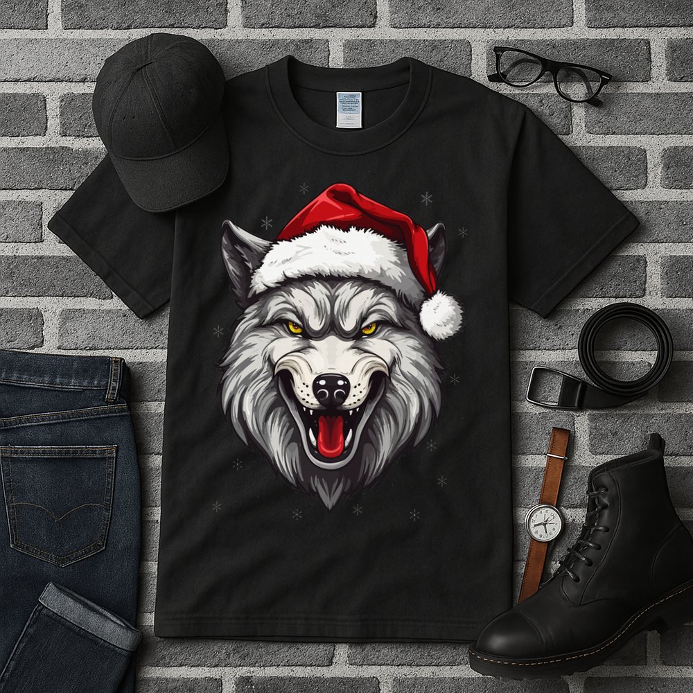 Wolf Lover Xmas Holiday Santa Wolf Christmas Tall T-Shirt