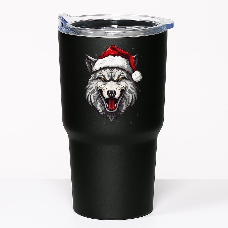 Wolf Lover Xmas Holiday Santa Wolf Christmas Tumbler