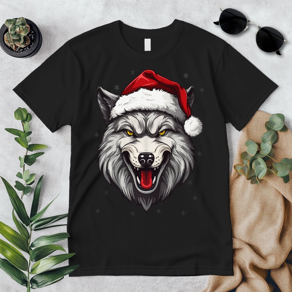 Wolf Lover Xmas Holiday Santa Wolf Christmas Premium T-Shirt