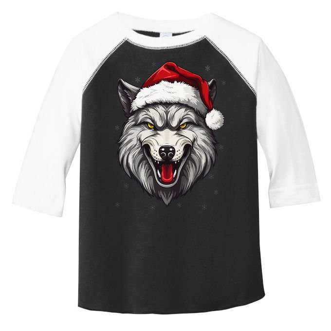Wolf Lover Xmas Holiday Santa Wolf Christmas Toddler Fine Jersey T-Shirt
