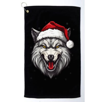 Wolf Lover Xmas Holiday Santa Wolf Christmas Golf Towel