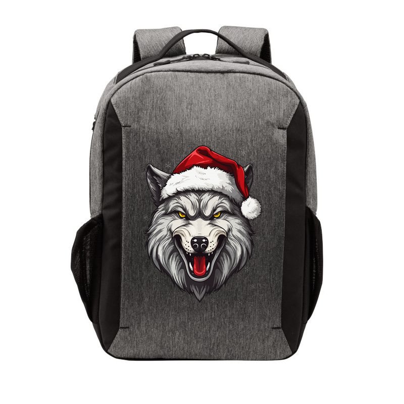 Wolf Lover Xmas Holiday Santa Wolf Christmas Vector Backpack