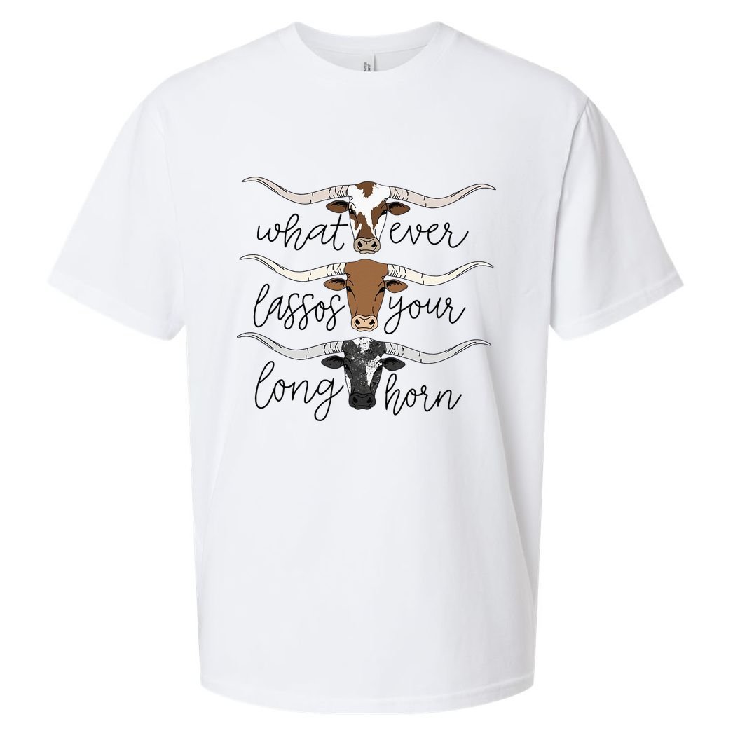 Whatever Lassos Your Longhorn Country Cow Farm Gift Sueded Cloud Jersey T-Shirt