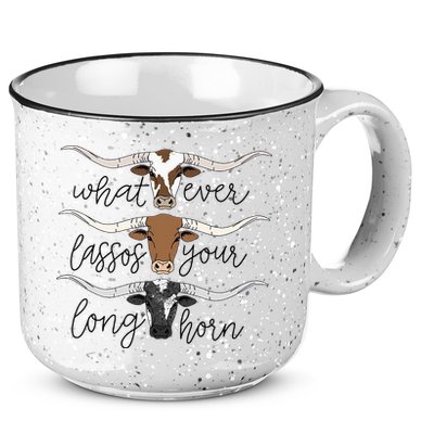 Whatever Lassos Your Longhorn Country Cow Farm Gift 15oz Campfire Ceramic Mug