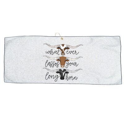 Whatever Lassos Your Longhorn Country Cow Farm Gift Large Microfiber Waffle Golf Towel