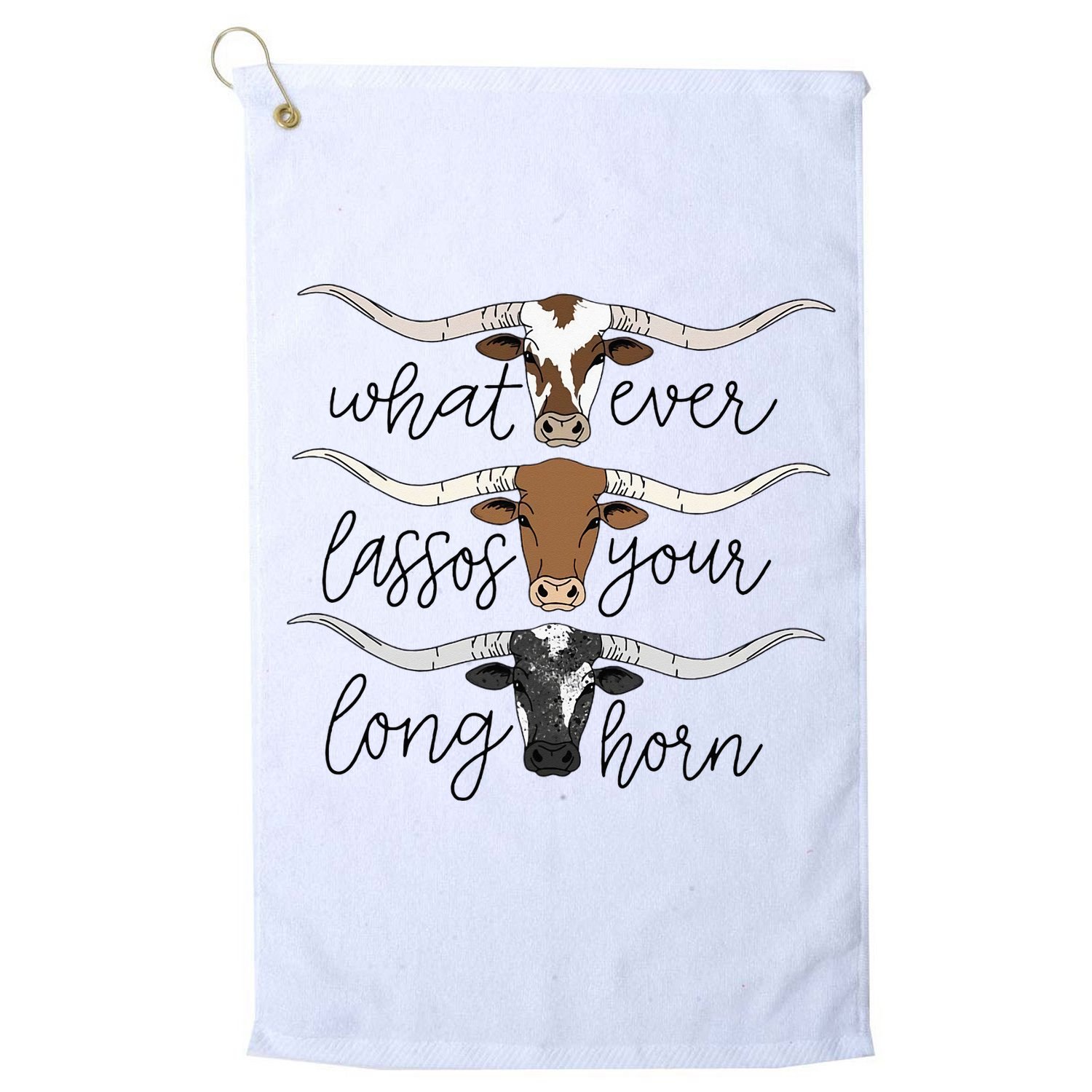 Whatever Lassos Your Longhorn Country Cow Farm Gift Golf Towel