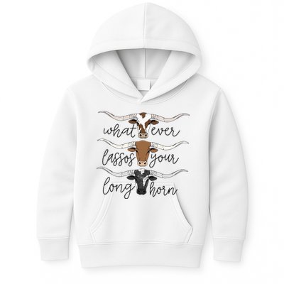 Whatever Lassos Your Longhorn Country Cow Farm Gift Kids Hoodie