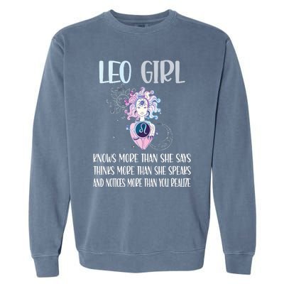 Womens Leo Zodiac Sign Girl Leo Horoscope Astrology July August Garment-Dyed Sweatshirt