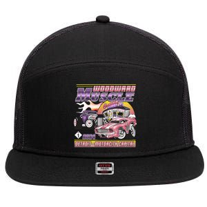 Woodward Muscle 2024 Pink Purple Version 7 Panel Mesh Trucker Snapback Hat