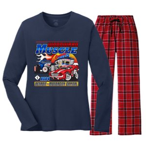 Woodward Muscle 2024 Red Blue Version Women's Long Sleeve Flannel Pajama Set 