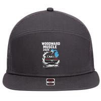Woodward Muscle 2025 The Burnout Begins 7 Panel Mesh Trucker Snapback Hat