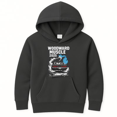 Woodward Muscle 2025 The Burnout Begins Kids Hoodie