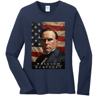 Wiliam Mckinley 25th President Of The United States Portrait Ladies Long Sleeve Shirt
