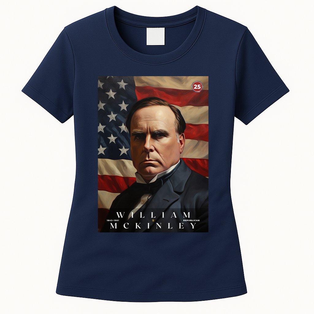 Wiliam Mckinley 25th President Of The United States Portrait Womens T-Shirt