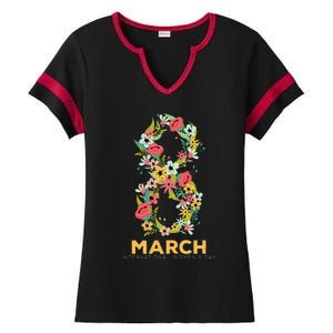 Womens March 8 Women's Day Celebration Gift For Her Ladies Halftime Notch Neck Tee