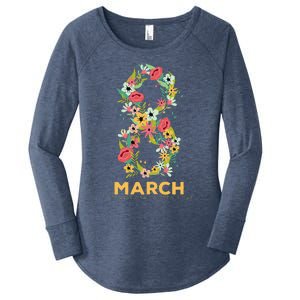 Womens March 8 Women's Day Celebration Gift For Her Women's Perfect Tri Tunic Long Sleeve Shirt