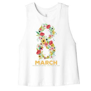 Womens March 8 Women's Day Celebration Gift For Her Women's Racerback Cropped Tank