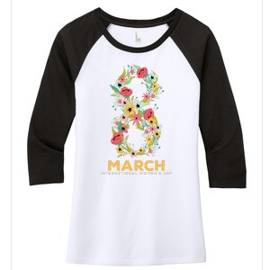 Womens March 8 Women's Day Celebration Gift For Her Women's Tri-Blend 3/4-Sleeve Raglan Shirt