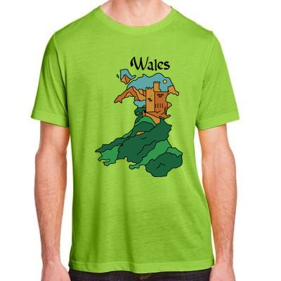 Welsh Map And Castle Heritage Pride Gift Adult ChromaSoft Performance T-Shirt