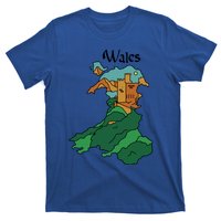 Welsh Map And Castle Heritage Pride Gift T-Shirt