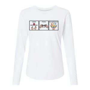 Want More Acceptance Sped Teacher Autism Awareness Month Womens Cotton Relaxed Long Sleeve T-Shirt