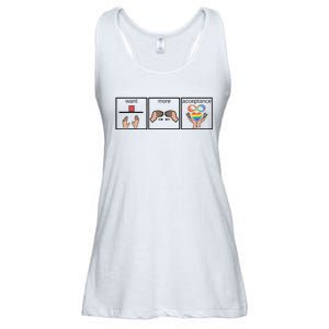 Want More Acceptance Sped Teacher Autism Awareness Month Ladies Essential Flowy Tank