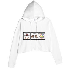 Want More Acceptance Sped Teacher Autism Awareness Month Crop Fleece Hoodie